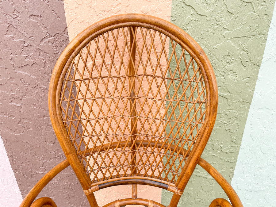 Pair of Coastal Rattan Balloon Back Chairs