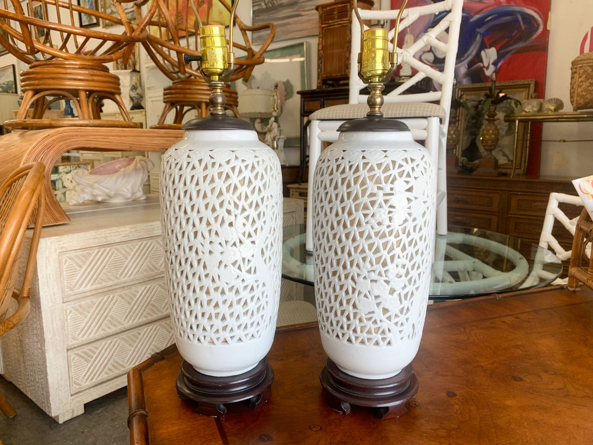 Pair of Cherry Blossom Pierced Lamps