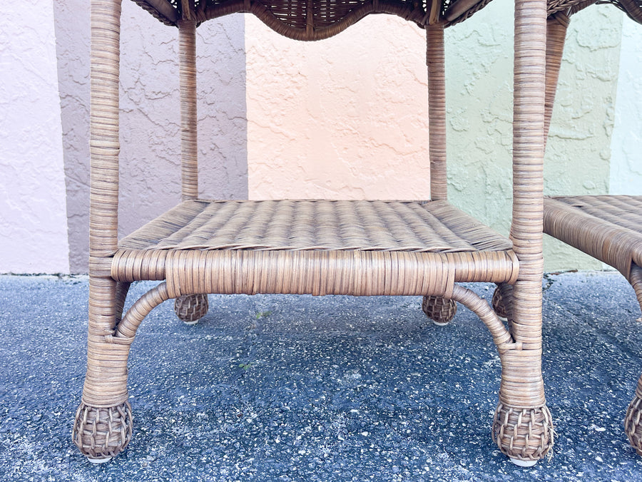 Pair of Wicker Chic Side Tables