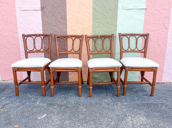 Set of Four Circle Back Rattan Dining Chairs