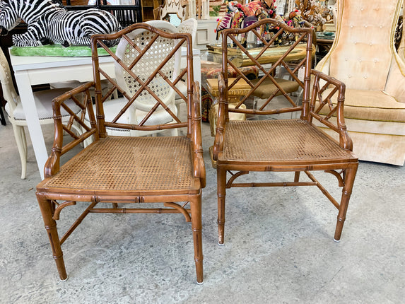 Pair of Faux Bamboo Chippendale Chairs