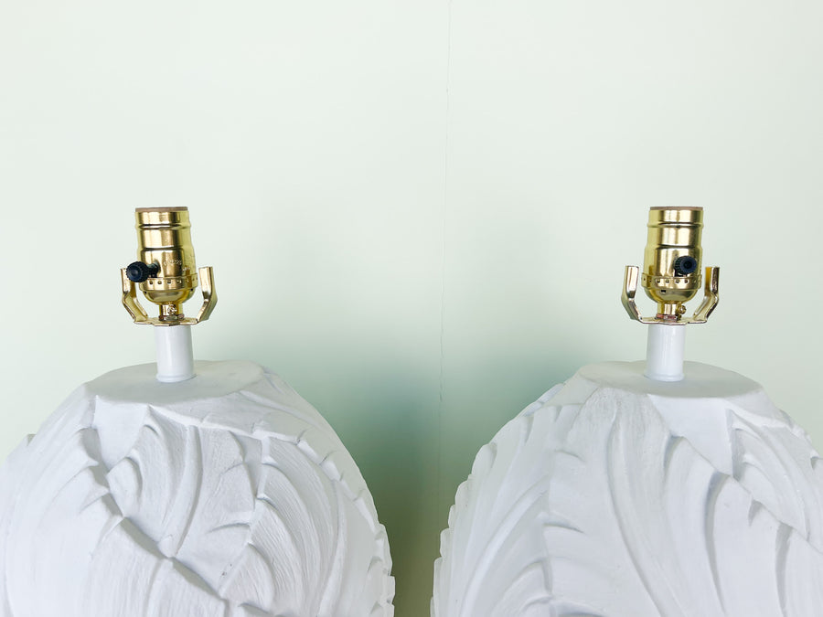 Pair of Plaster Palm Frond Lamps
