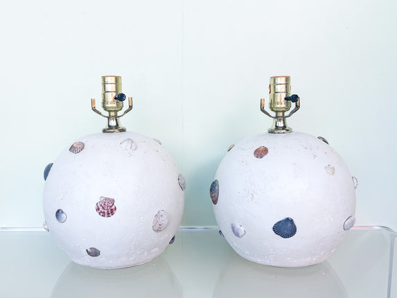 Pair of Coastal Chic Stone Lamps