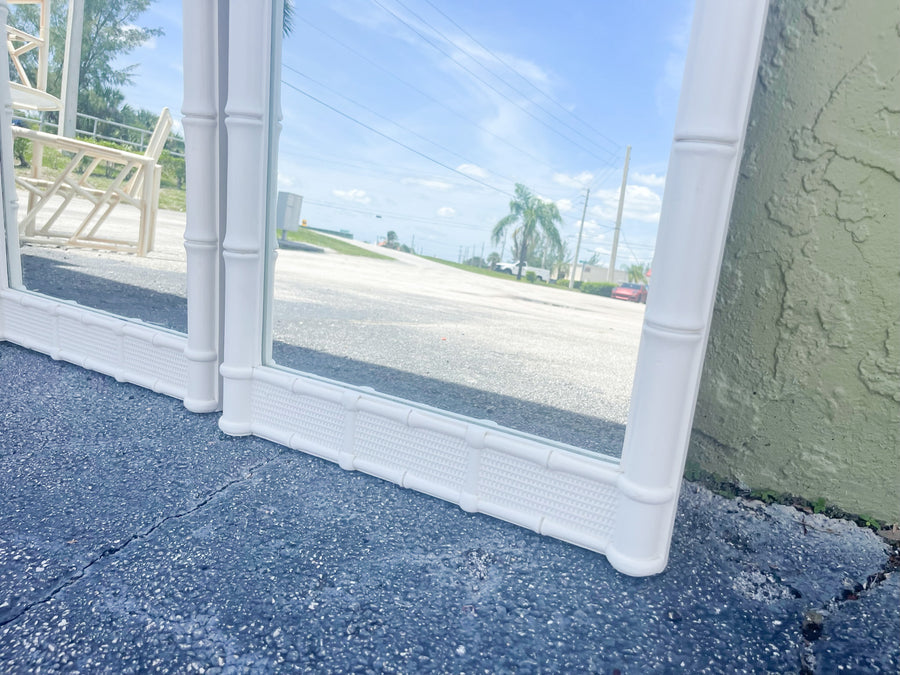 Pair of Palm Beach Faux Bamboo Mirrors