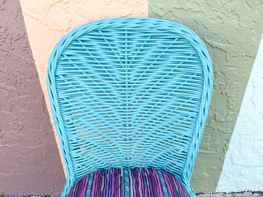 Twisted Turquoise Rattan Breakfast Set