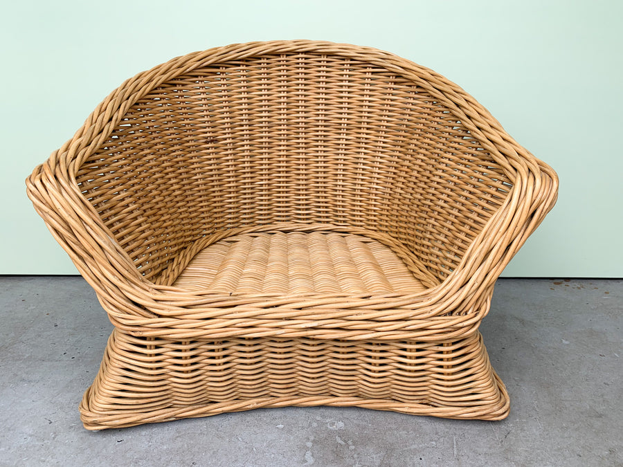 Oversized Wicker Chair and End Table