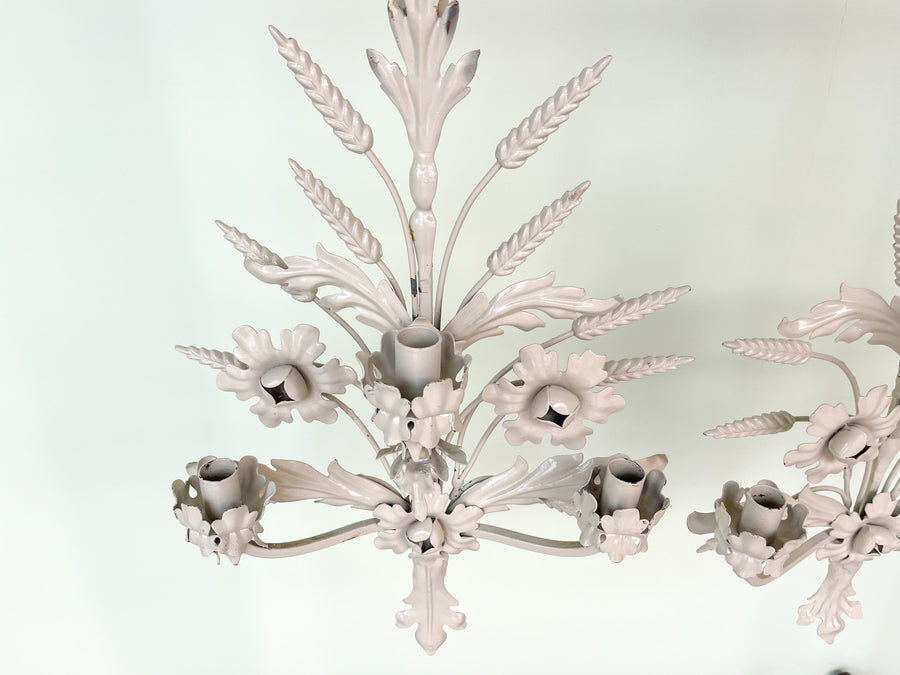 Pair of Floral Metal Wall Sconces