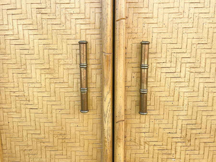 Pair of Oversized Natural Faux Bamboo Nightstands