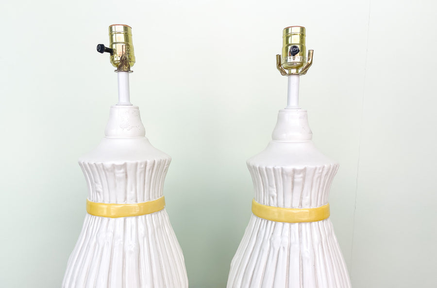 Pair of Palm Beach Chic Faux Bamboo Lamps