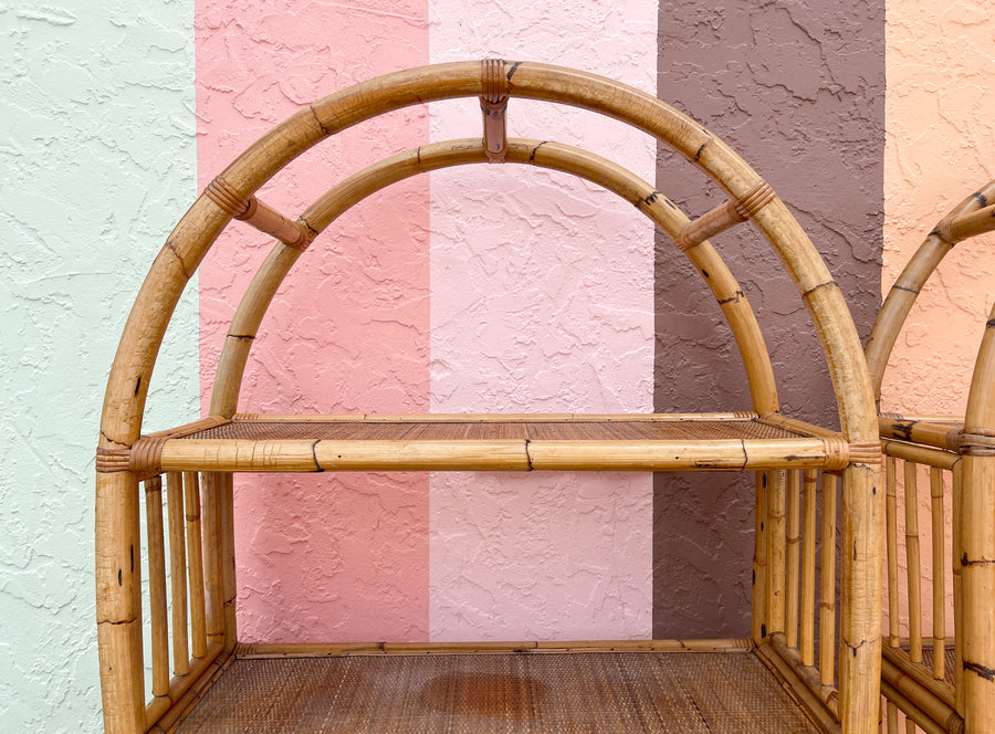 Pair of Island Style Rattan Etageres
