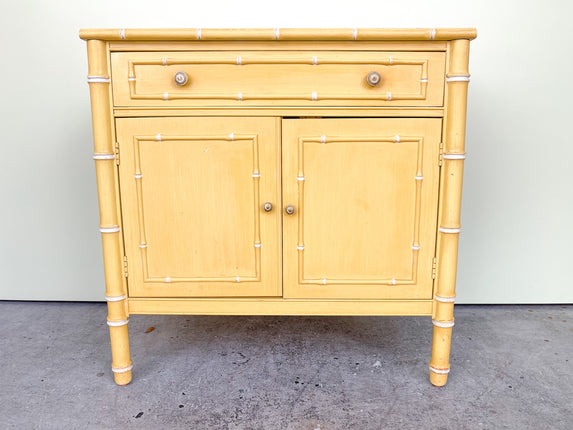 Yellow Thomasville Faux Bamboo Oversized Nightstand