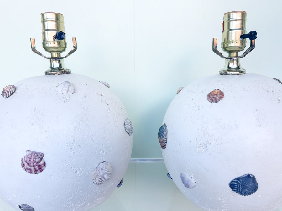 Pair of Coastal Chic Stone Lamps
