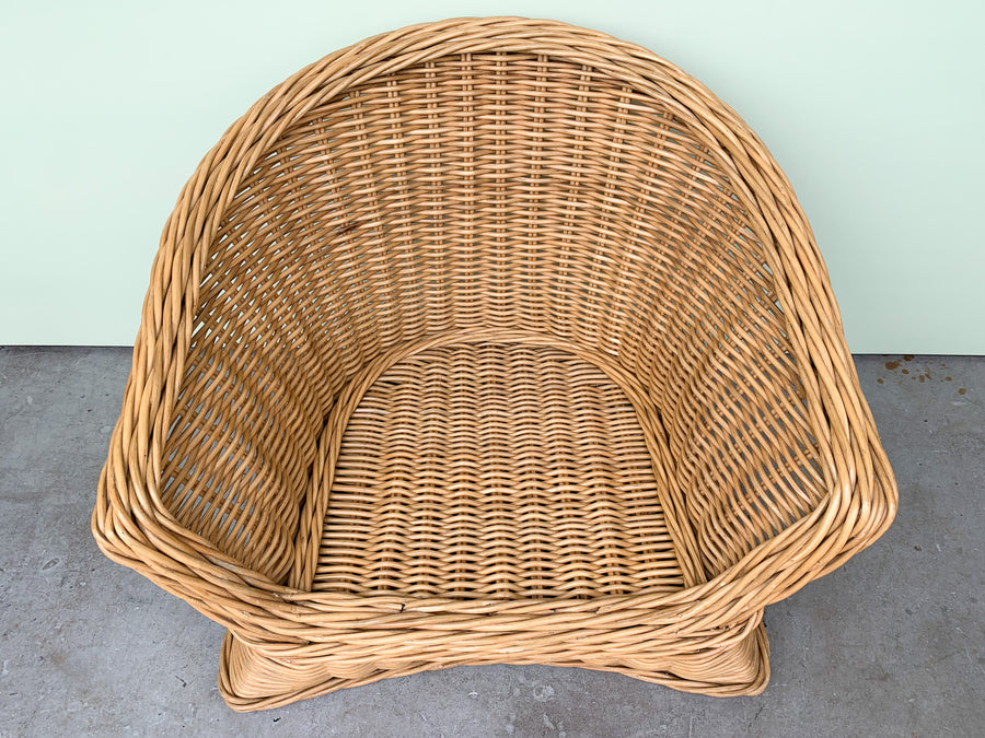 Oversized Wicker Chair and End Table