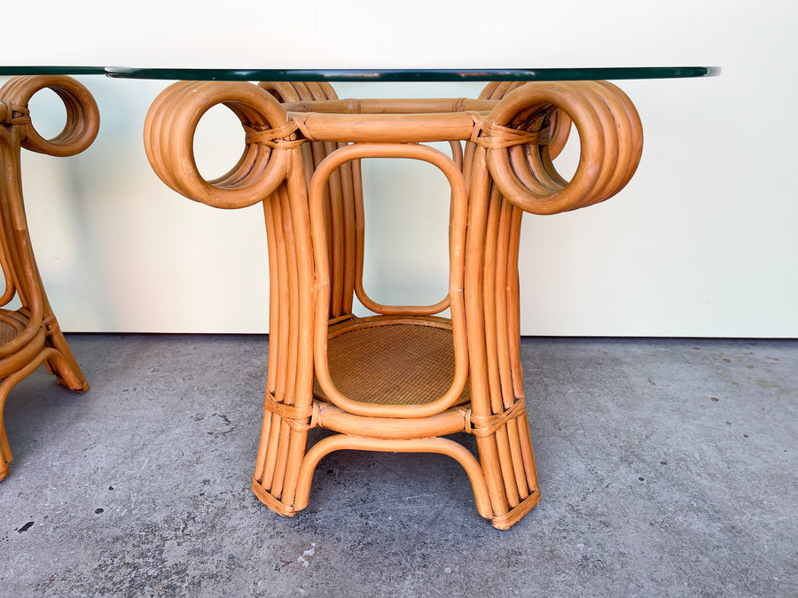 Pair of Island Whimsy Rattan Side Tables