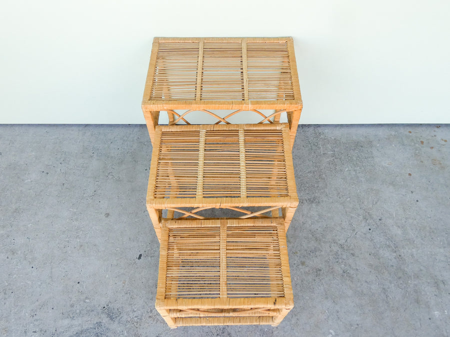 Warehouse Wednesday: Set of Three Buri Rattan Nesting Tables