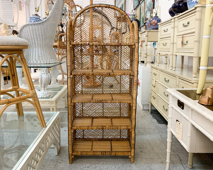 Island Style Rattan Etagere with Black Piping