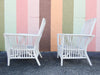 Pair of Stick Wicker Painted Lounge Chairs