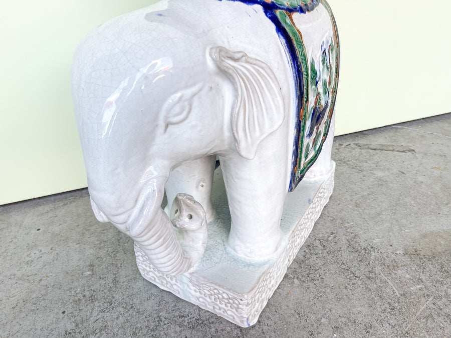 Pair of Terracotta Glazed Elephant Garden Seat
