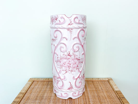 Hand Painted Pink Umbrella Stand