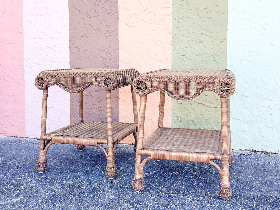 Pair of Wicker Chic Side Tables
