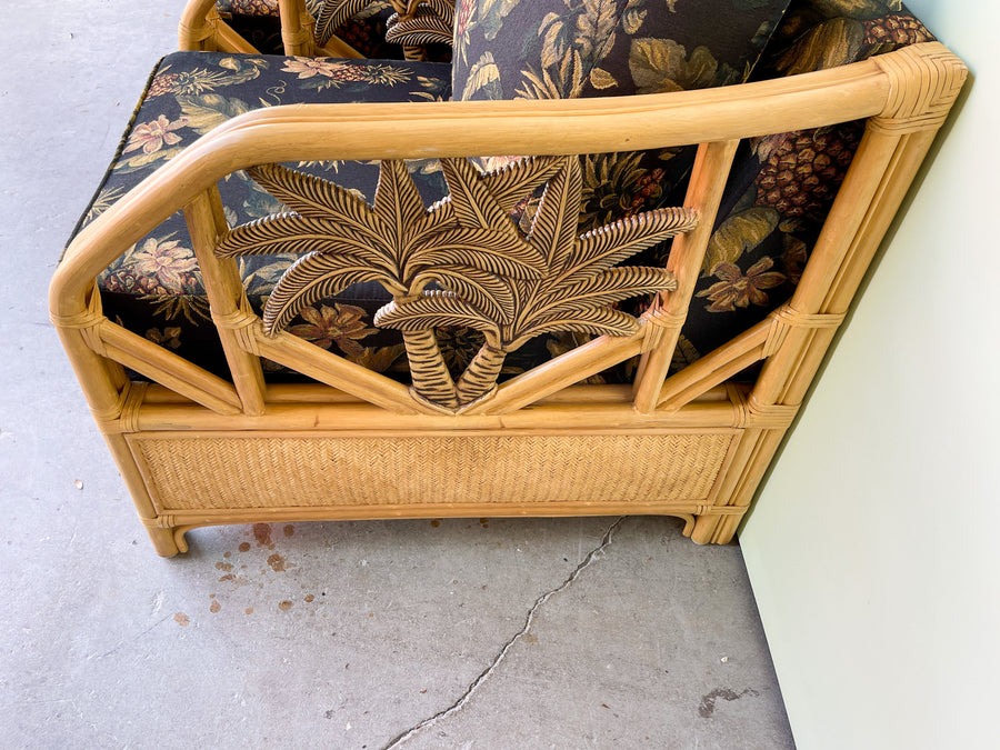 Pair of Rattan Palm Lounge Chairs