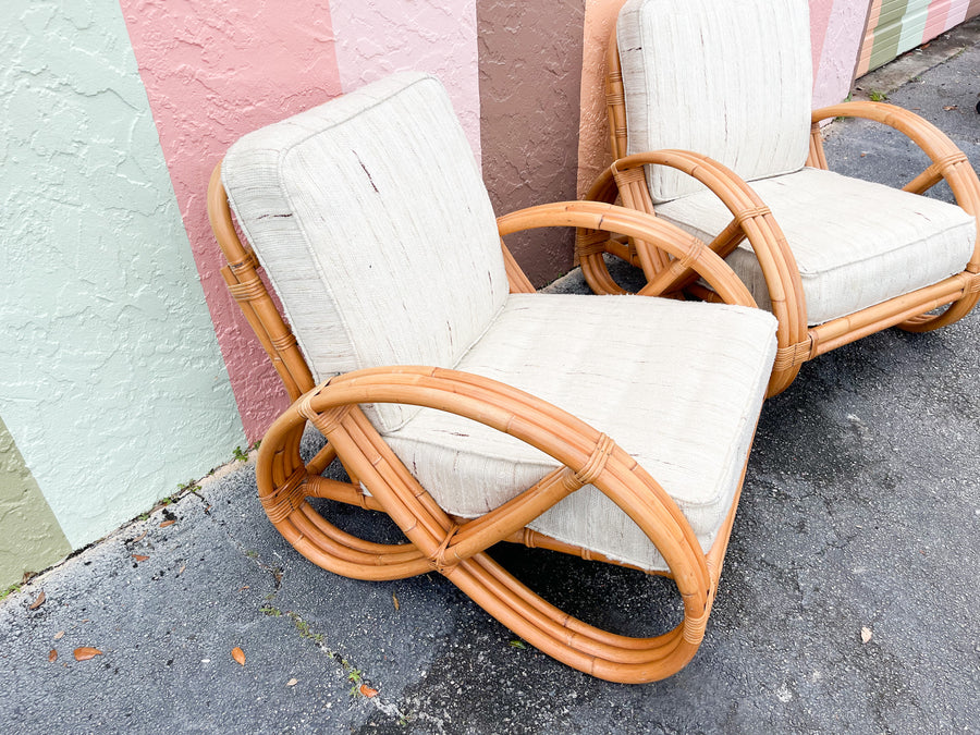Pair of Frankl Style Rattan Pretzel Chairs