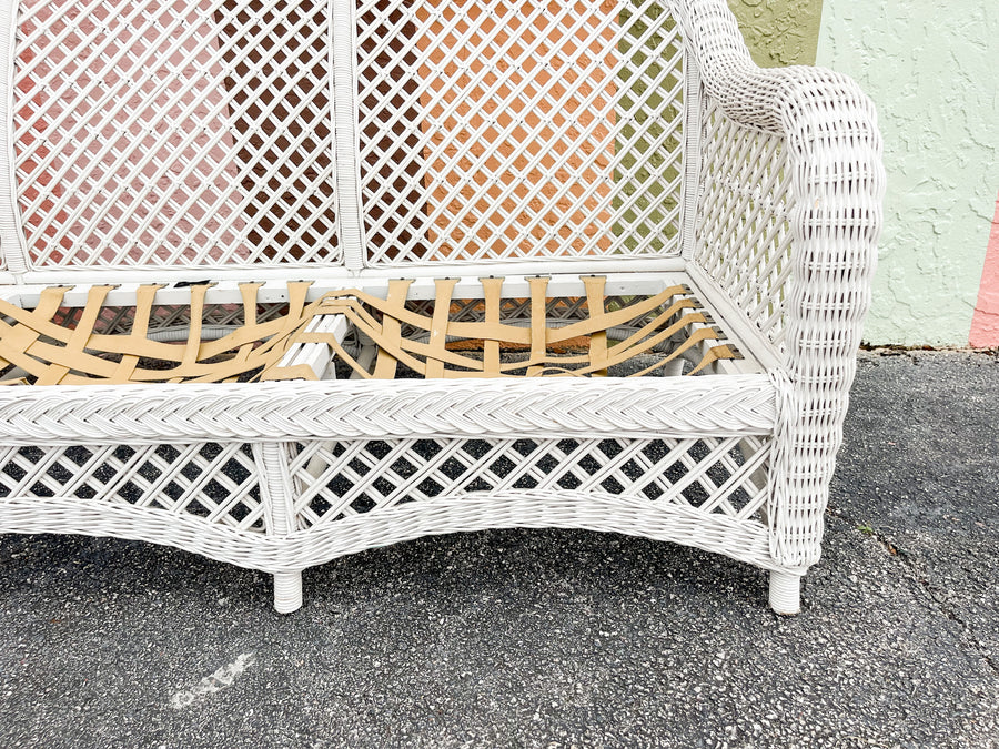 Palm Beach Braided Lattice Wicker Sofa