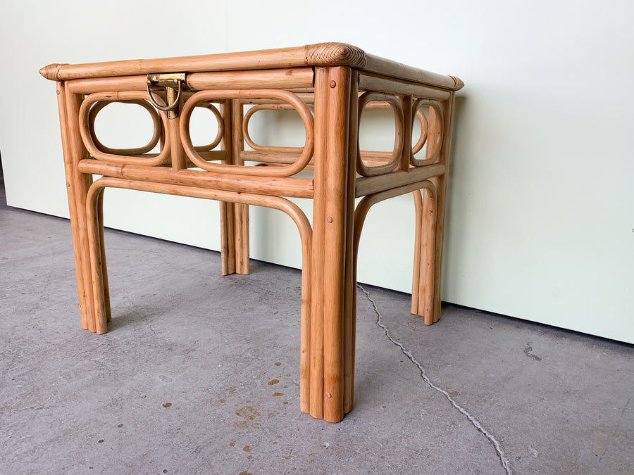 Pair of Coastal Rattan End Tables