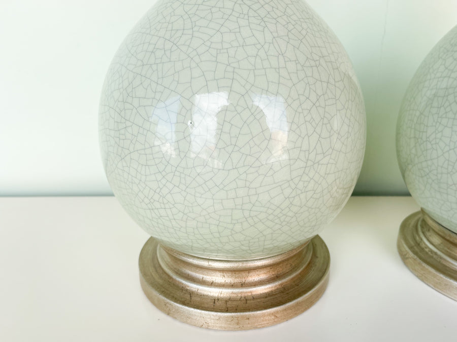 Pair of Celadon Crackle Lamps