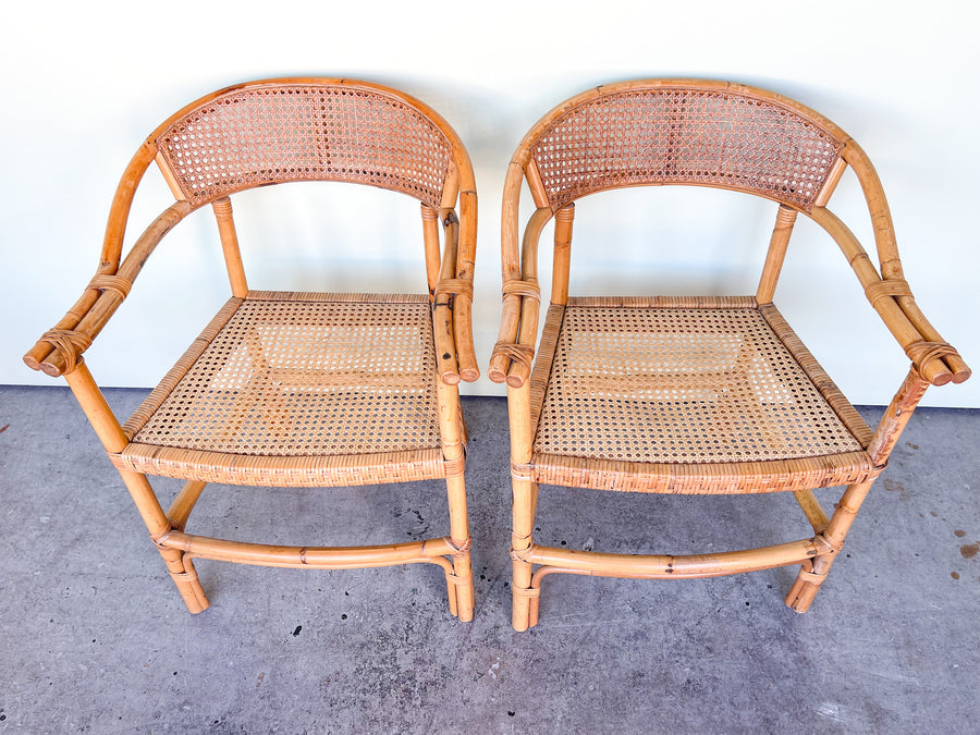 Pair of Rattan and Cane Chairs