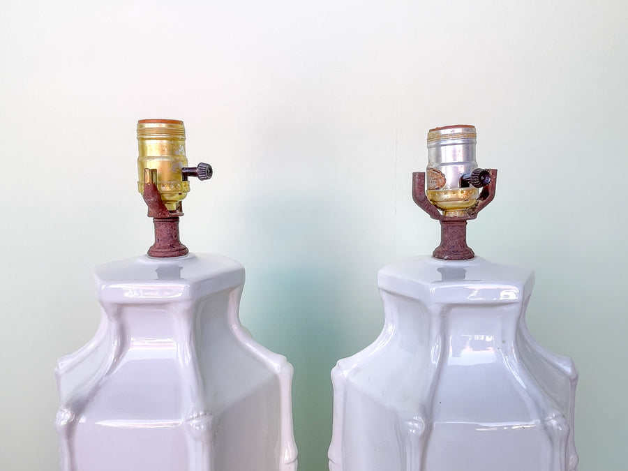 Pair of Palm Beach Faux Bamboo Lamps