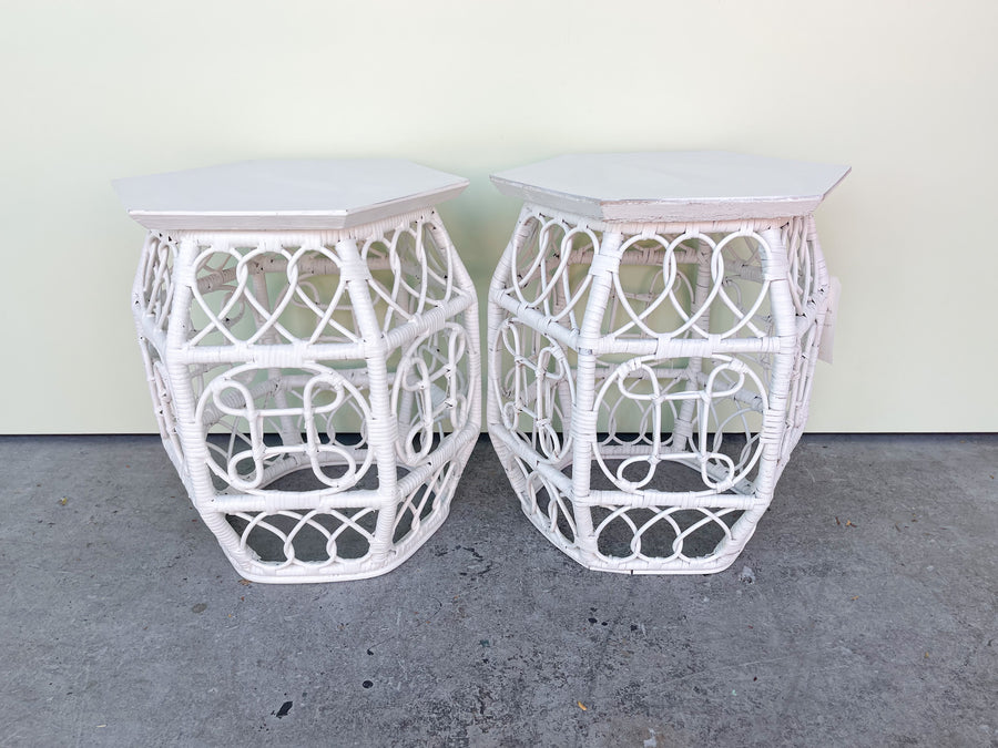 Pair of Wicker Chic Side Tables