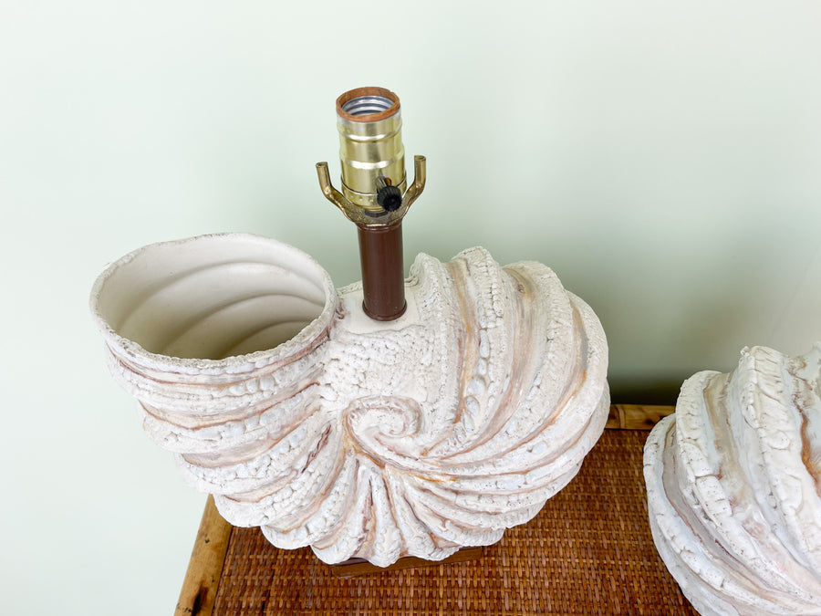 Pair of Coastal Nautilus Lamps