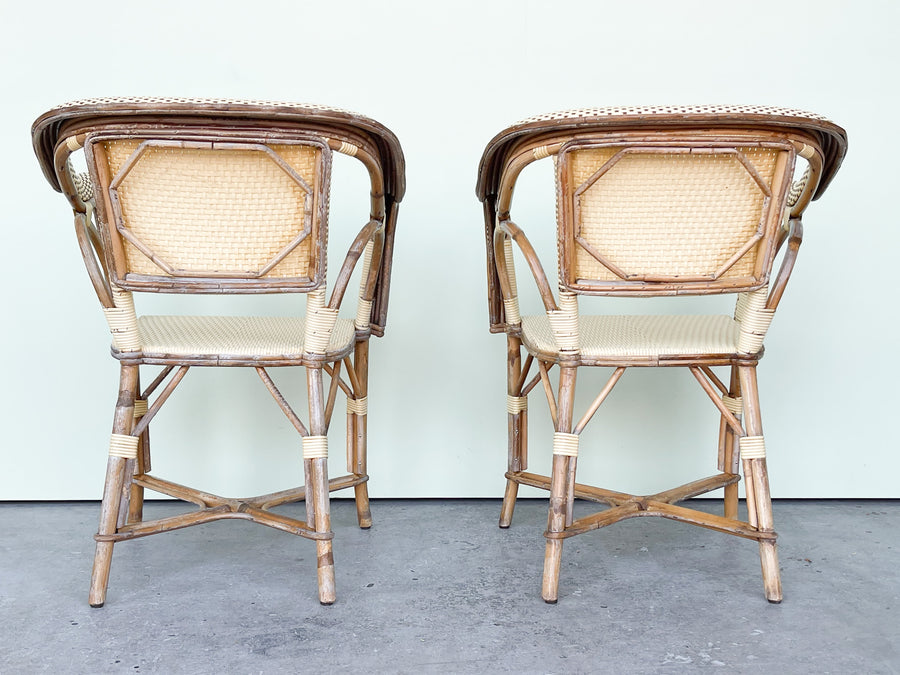 Pair of Maison Drucker Rattan Bistro Chairs