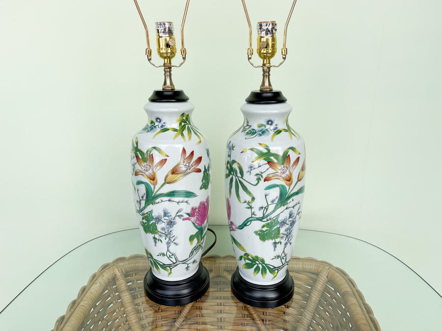 Pair of Tropical Flower Lamps