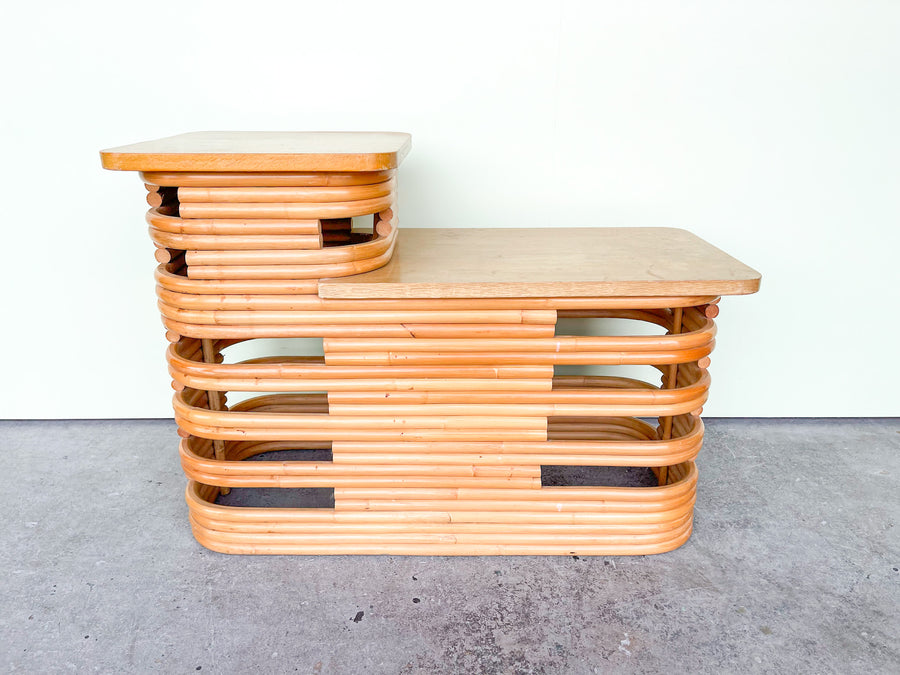 Pair of Frankl Style Rattan Side Tables
