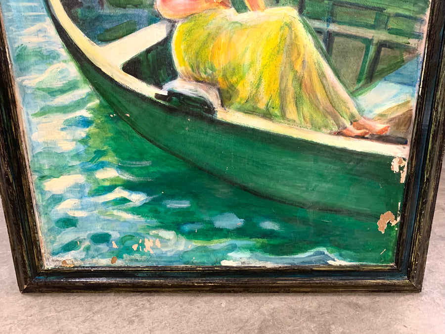 Yellow Clad Women in Boat