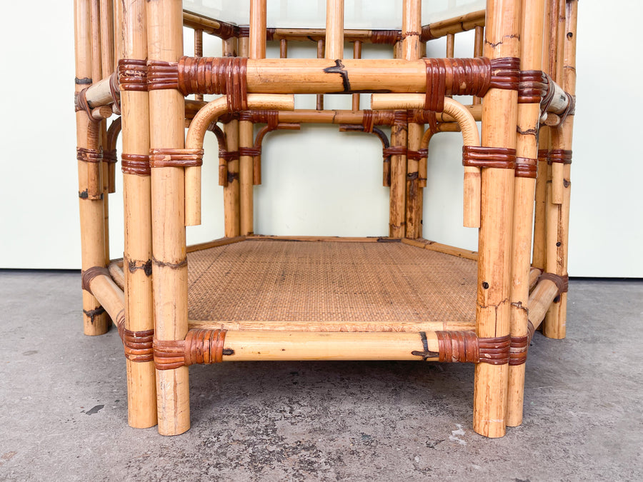 Old Florida Rattan Side Table