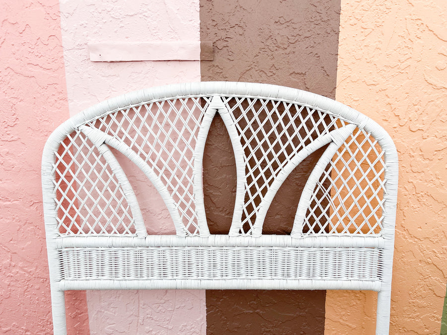 Pair of Palm Leaf Rattan Twin Headboards