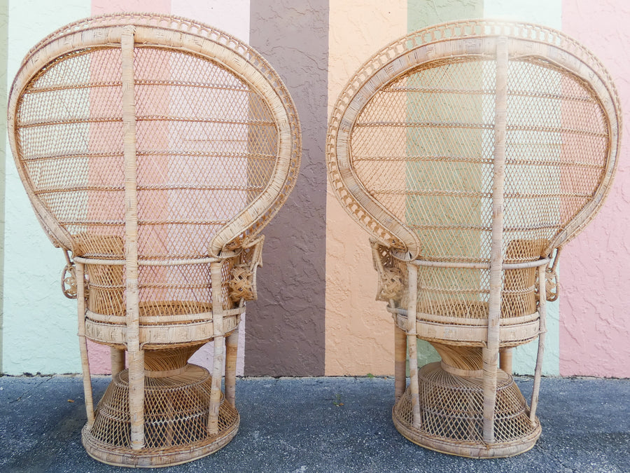 Pair of Fab Natural Peacock Chairs