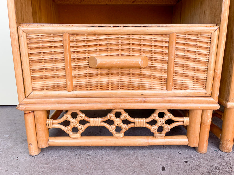 Pair of Island Style Rattan Nightstands