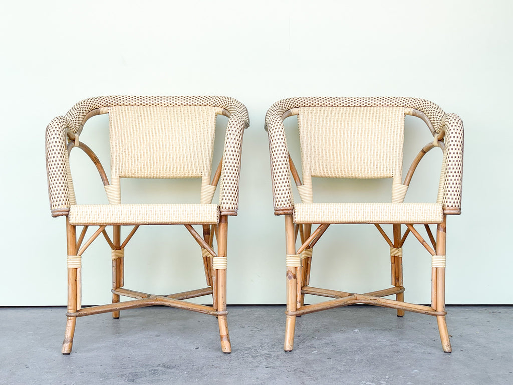 Pair of Maison Drucker Rattan Bistro Chairs
