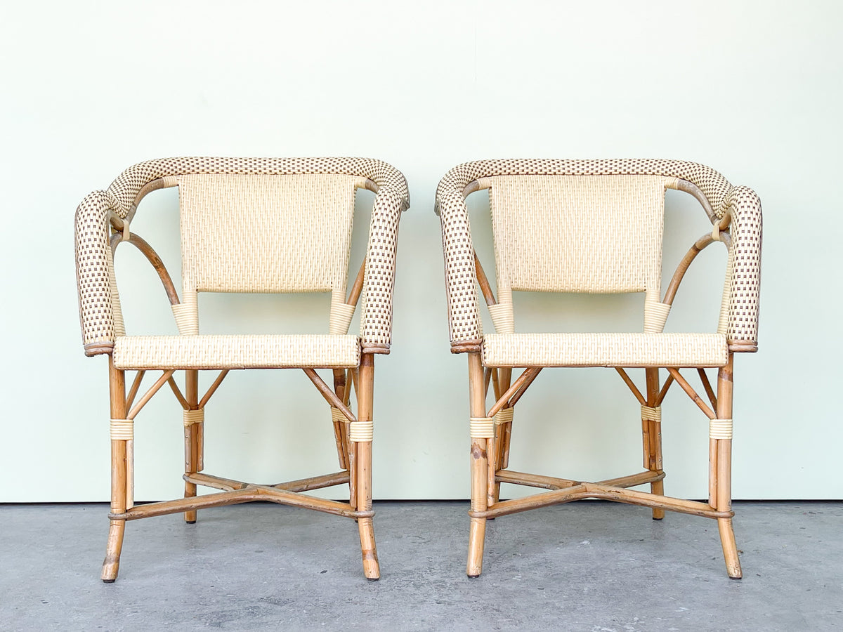 Pair of Maison Drucker Rattan Bistro Chairs
