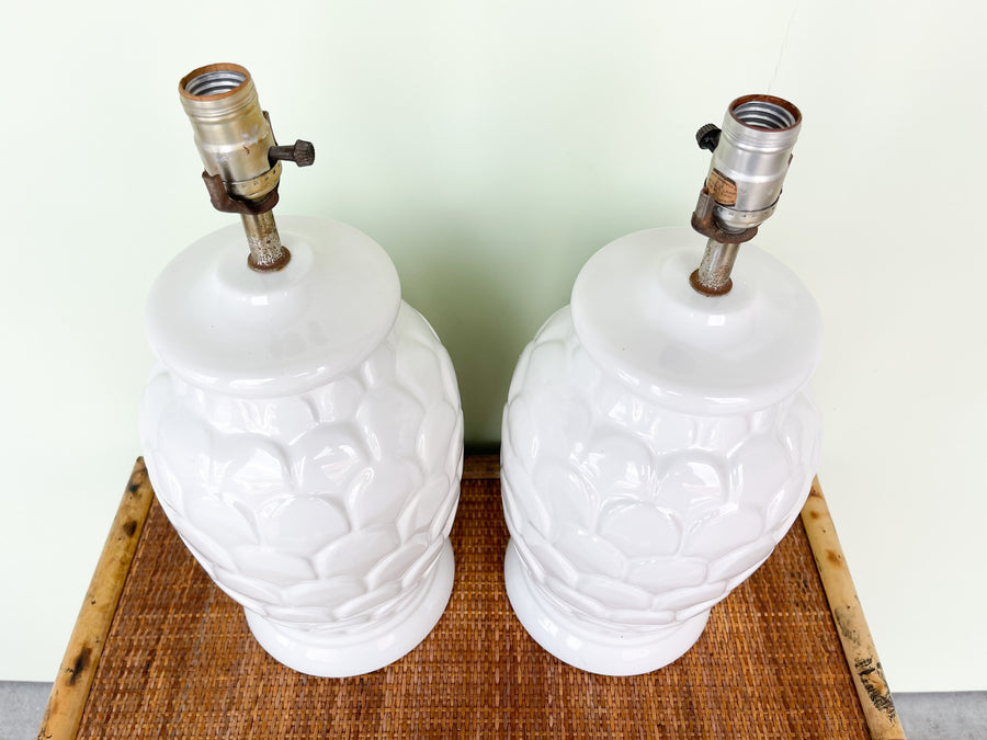 Pair of Ceramic Scallop Lamps