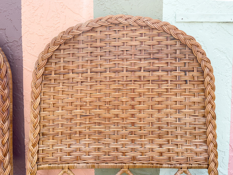 Pair of Braided Wicker Twin Headboards