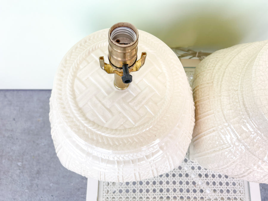 Pair of Ceramic Basket Lamps