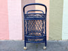 Navy Rattan Bar Cart on Castors