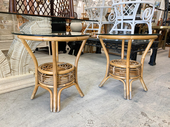 Pair of Round Rattan Side Tables