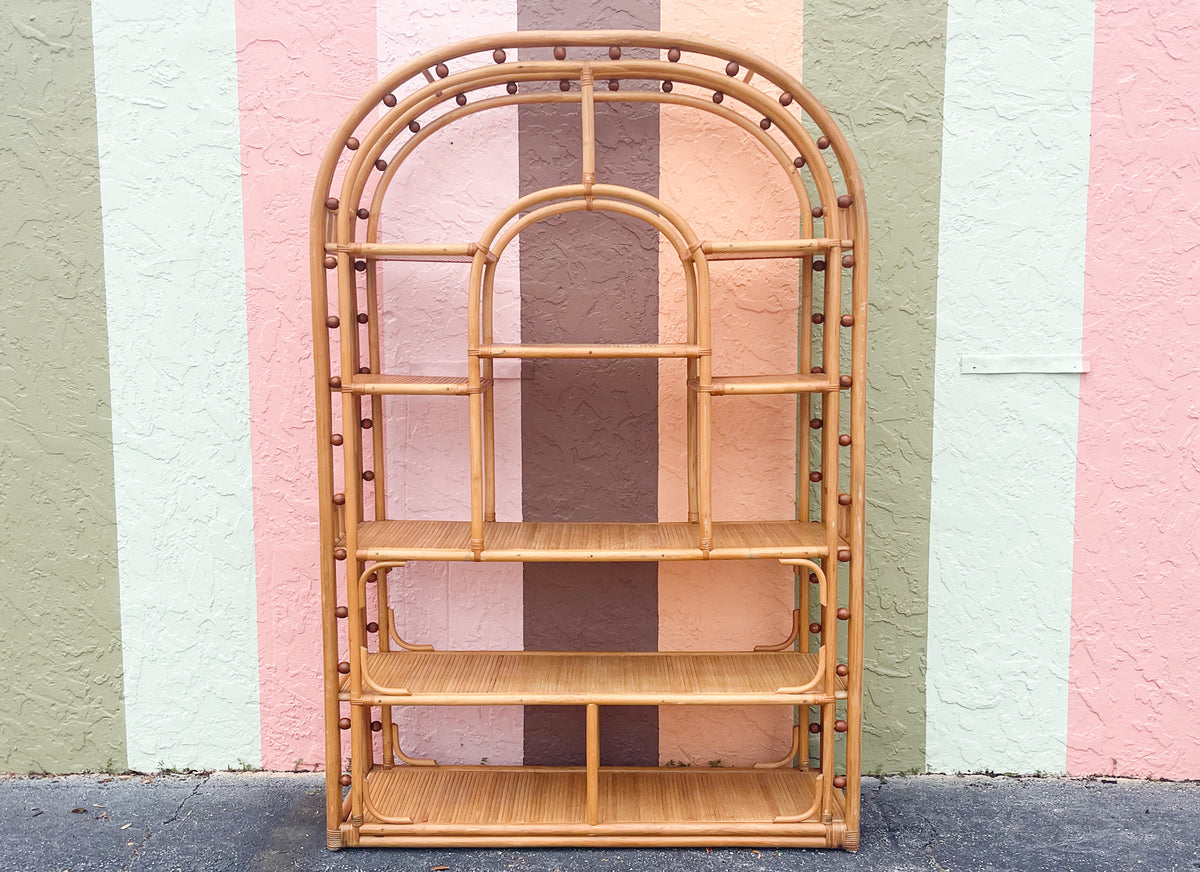 Old Florida Arch Rattan Etagere