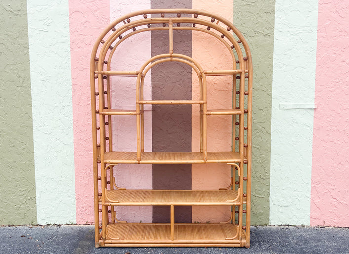 Old Florida Arch Rattan Etagere